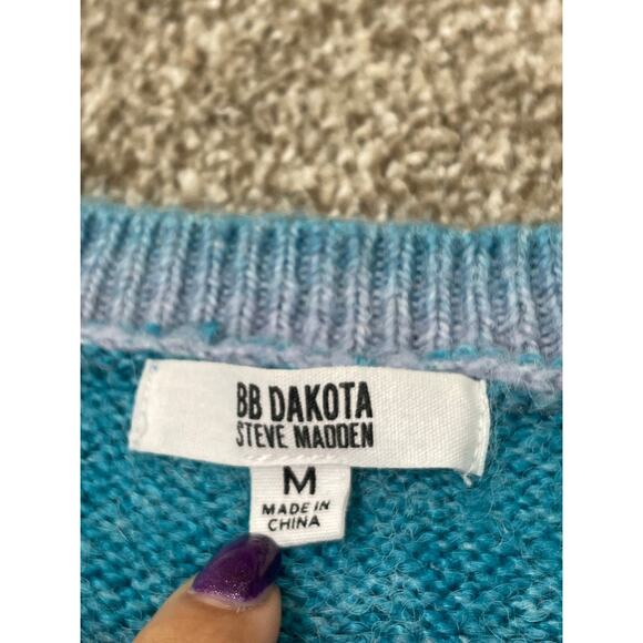 BB Dakota Steve Madden Women's Wool Blend Knit Ombre Pullover Sweater Blue M - Picture 5 of 9